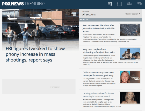 Top Story on the Fox website FBI fudging