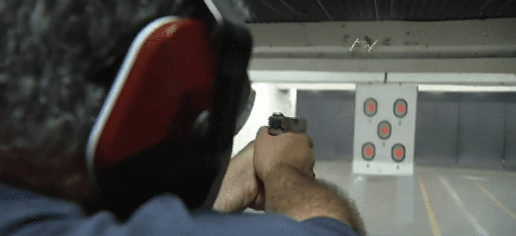 Gun at shooting range