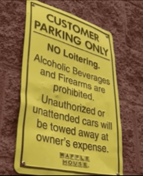 Waffle House posted gunfree zone