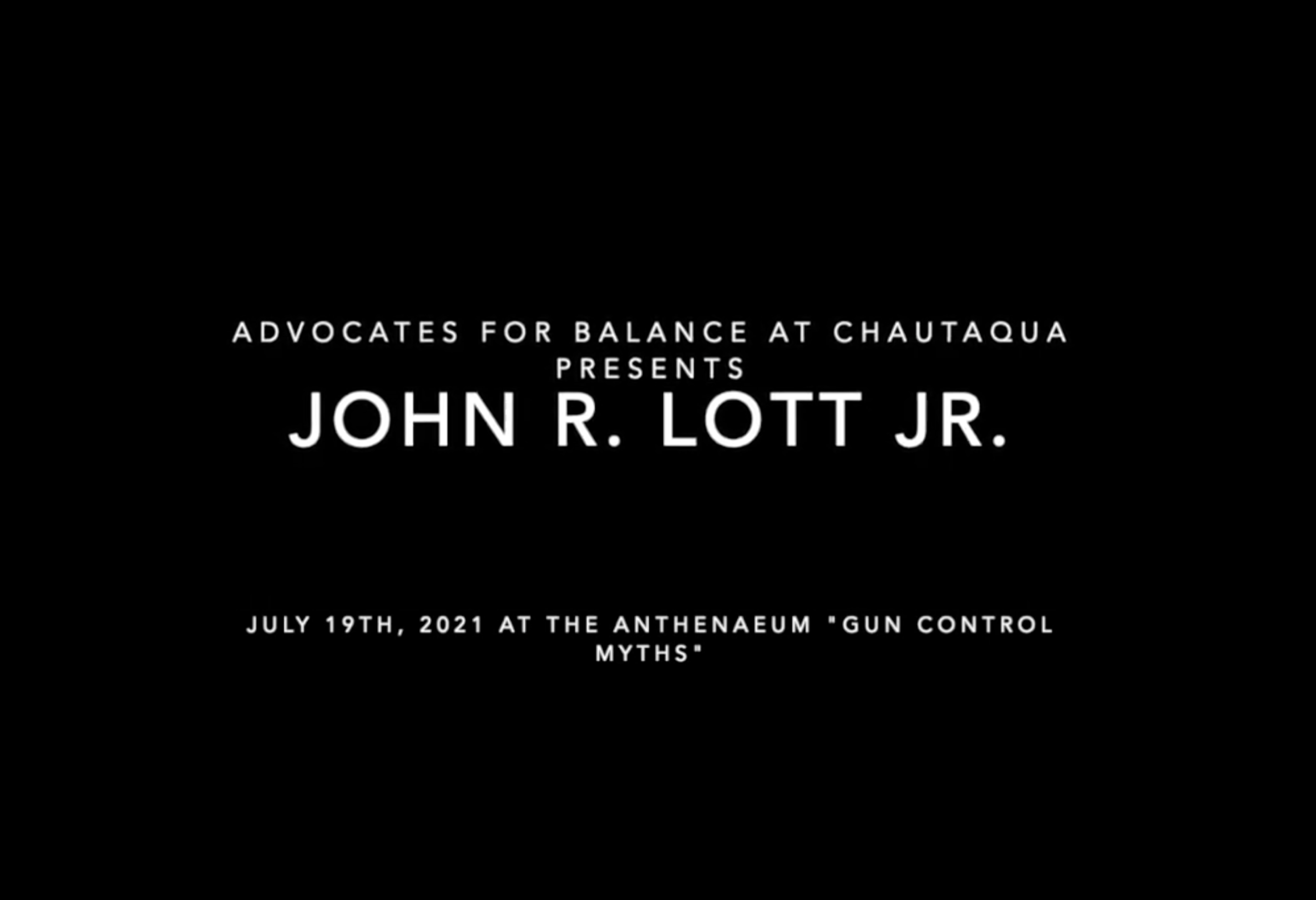 Talk for Advocates for Balance at Chautauqua “Gun Control Myths”