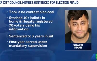 Big Mail-in Vote Fraud: Lodi, California ex-councilman Shakir Khan sentenced for registering 23 voters to his home address, and used his personal email/phone to register 47 other people, 41 completed sealed mail-in ballots found in his home